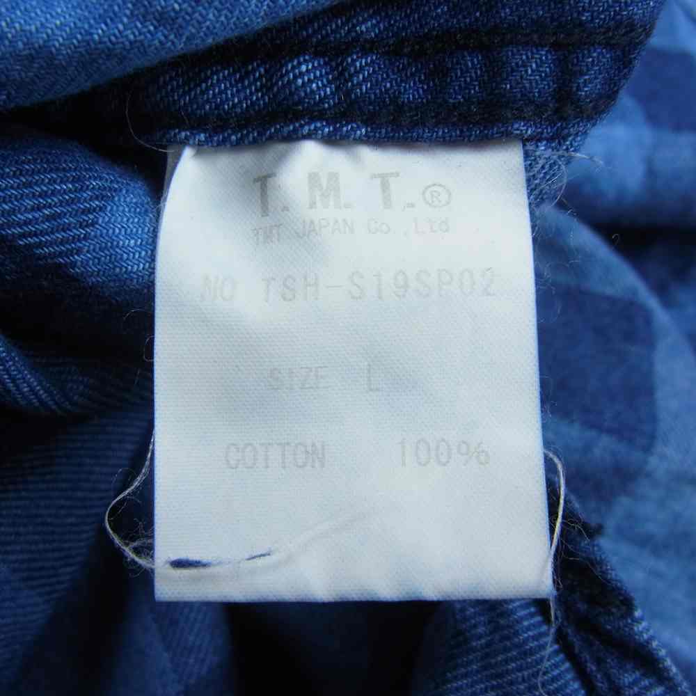 TMT ティーエムティー TSH-S19SP02 REVIVAL INDIGO FLANNEL CHECK SHIRTS インディゴ フランネル チェック 長袖 シャツ ブルー ネイビー インディゴブルー系 L【中古】