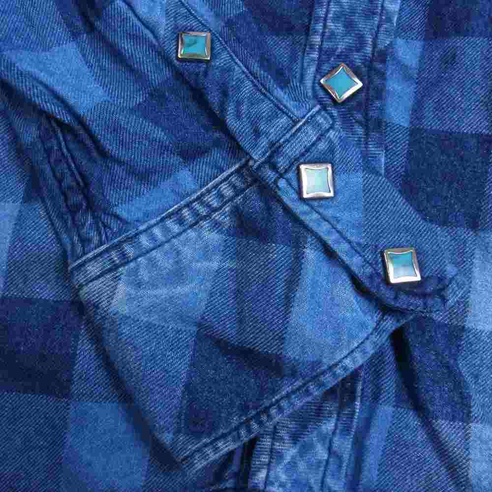 TMT ティーエムティー TSH-S19SP02 REVIVAL INDIGO FLANNEL CHECK SHIRTS インディゴ フランネル チェック 長袖 シャツ ブルー ネイビー インディゴブルー系 L【中古】