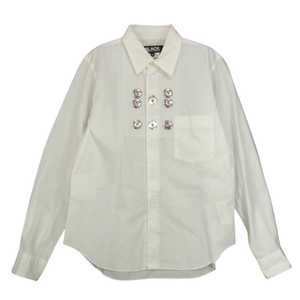 BLACK COMME des GARCONS ブラックコムデギャルソン 1R-B014 AD2016 スナップボタン装飾 コットンブロード 長袖シャツ ホワイト系 XS【中古】