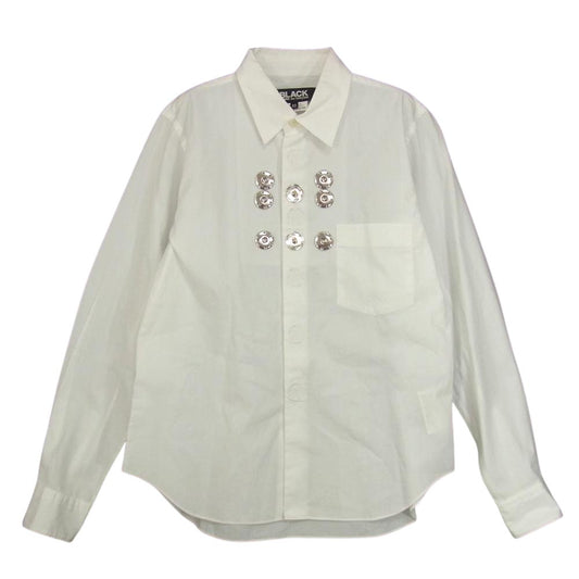 BLACK COMME des GARCONS ブラックコムデギャルソン 1R-B014 AD2016 スナップボタン装飾 コットンブロード 長袖シャツ ホワイト系 XS【中古】