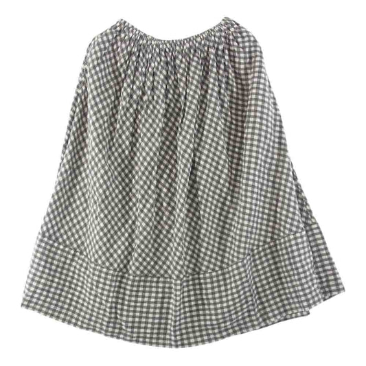 tricot COMME des GARCONS トリココムデギャルソン TA-S022 AD2017 リネンレーヨン バイアス ギンガムチェック ギャザー スカート グレー系 オフホワイト系【中古】