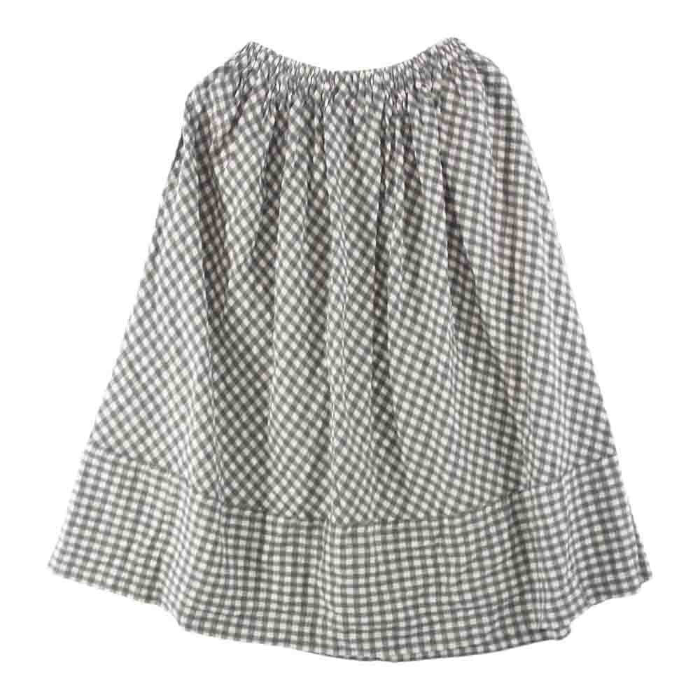 tricot COMME des GARCONS トリココムデギャルソン TA-S022 AD2017 リネンレーヨン バイアス ギンガムチェック ギャザー スカート グレー系 オフホワイト系【中古】