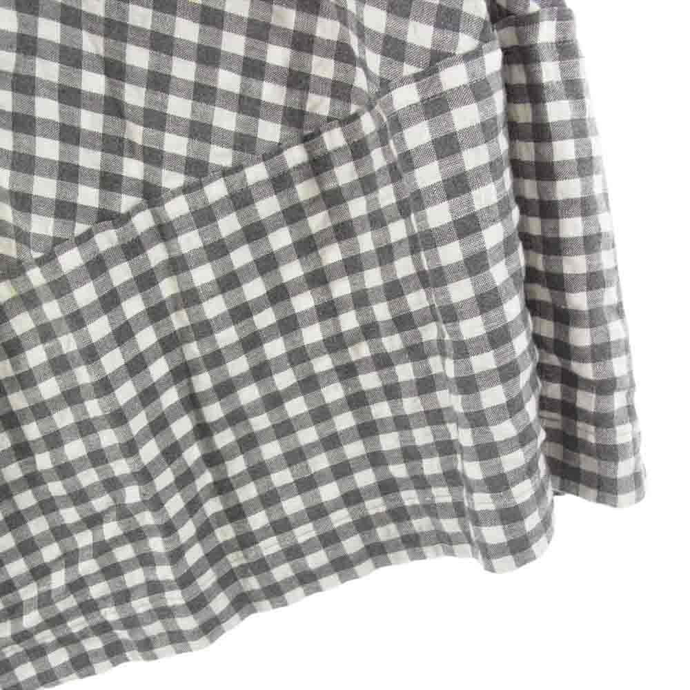 tricot COMME des GARCONS トリココムデギャルソン TA-S022 AD2017 リネンレーヨン バイアス ギンガムチェック ギャザー スカート グレー系 オフホワイト系【中古】