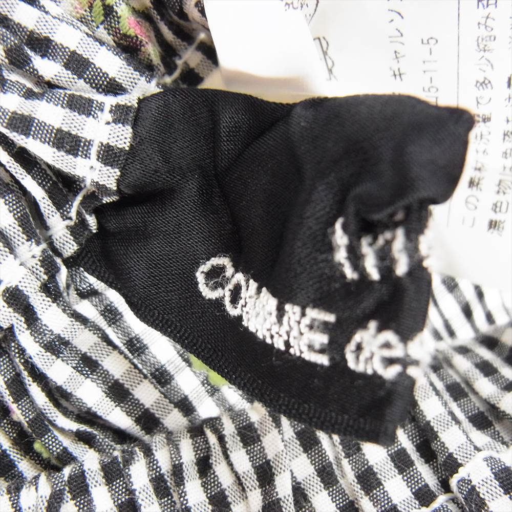 tricot COMME des GARCONS トリココムデギャルソン TM-S043 AD2013 フラワー刺繍 ギンガムチェック ステッチ ギャザー スカート グレー系 オフホワイト系【中古】