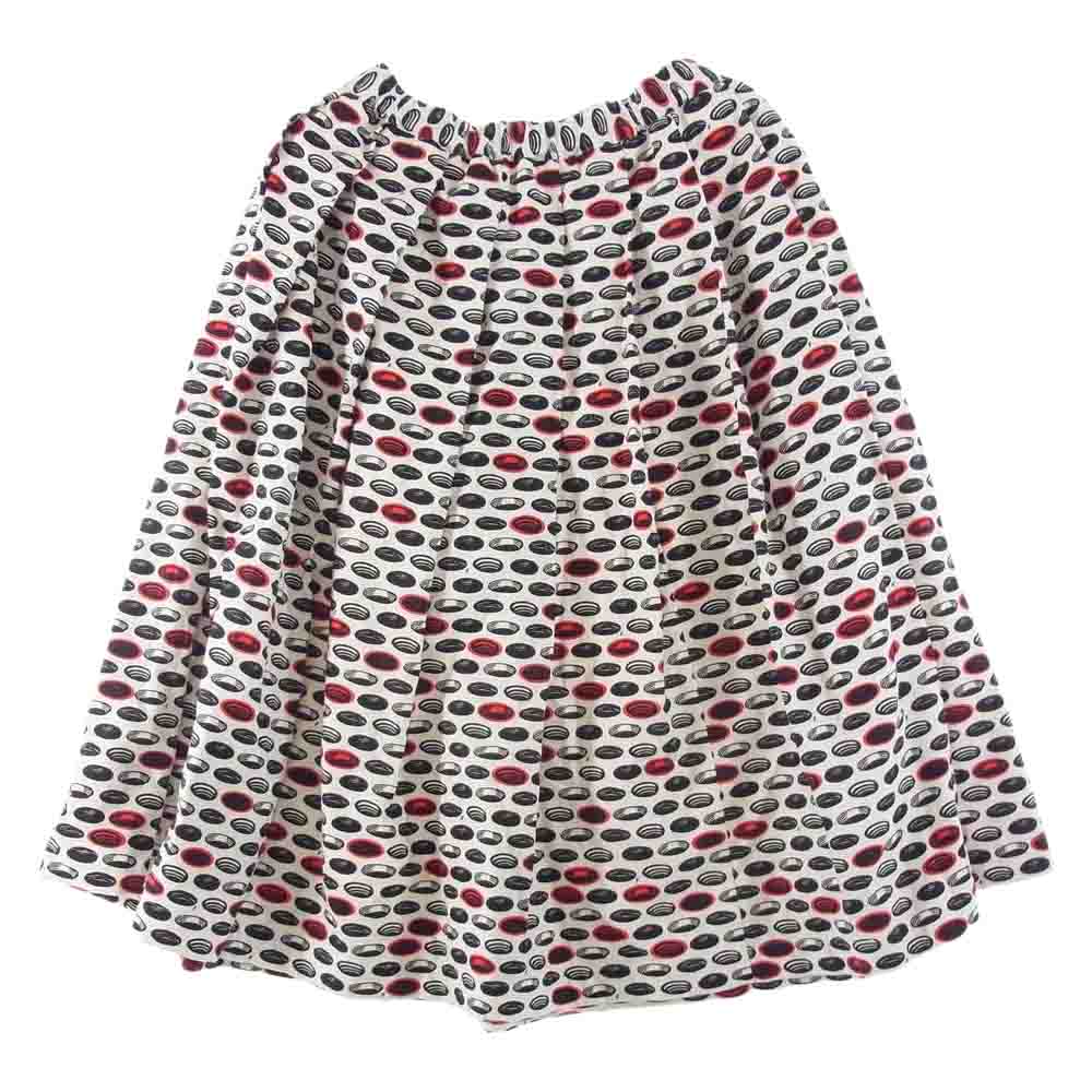 BLACK COMME des GARCONS ブラックコムデギャルソン 1C-S015 AD2019 総柄 プリーツ フレア スカート ホワイト系 XS【中古】