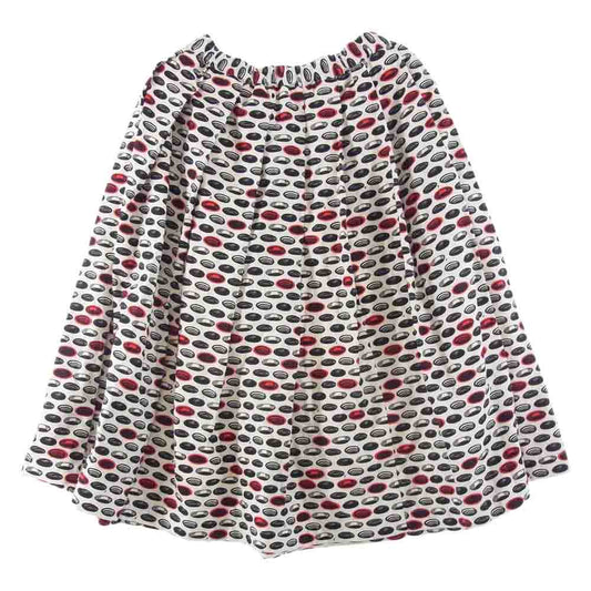 BLACK COMME des GARCONS ブラックコムデギャルソン 1C-S015 AD2019 総柄 プリーツ フレア スカート ホワイト系 XS【中古】