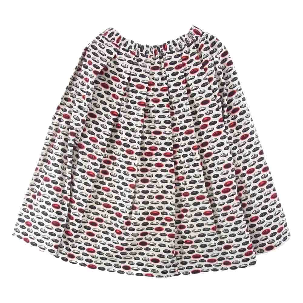 BLACK COMME des GARCONS ブラックコムデギャルソン 1C-S015 AD2019 総柄 プリーツ フレア スカート ホワイト系 XS【中古】
