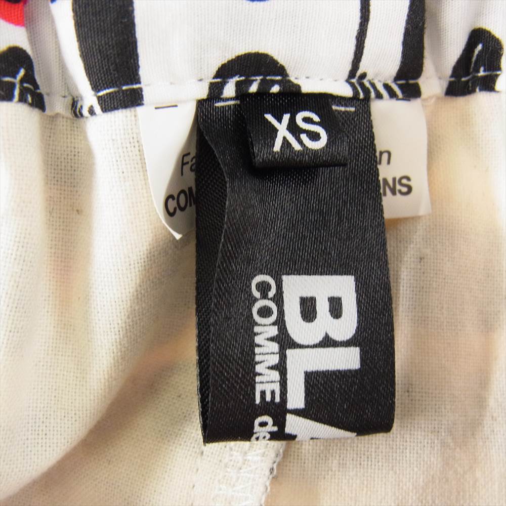 BLACK COMME des GARCONS ブラックコムデギャルソン 1C-S015 AD2019 総柄 プリーツ フレア スカート ホワイト系 XS【中古】