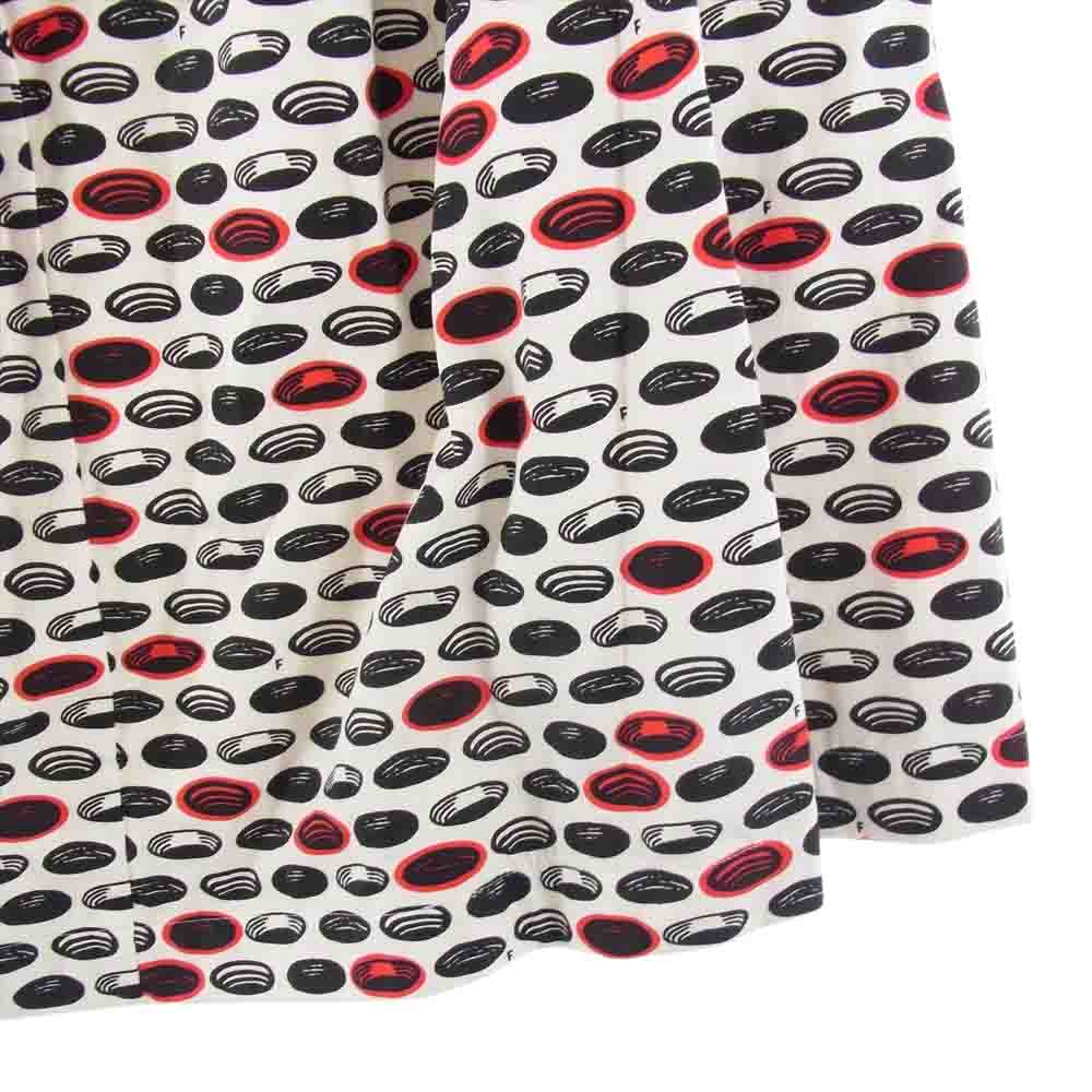 BLACK COMME des GARCONS ブラックコムデギャルソン 1C-S015 AD2019 総柄 プリーツ フレア スカート ホワイト系 XS【中古】