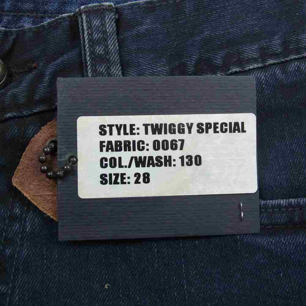HTC エイチティーシー TWIGGY SPECIAL バックロゴ スタッズ デニムパンツ インディゴブルー系 28【中古】