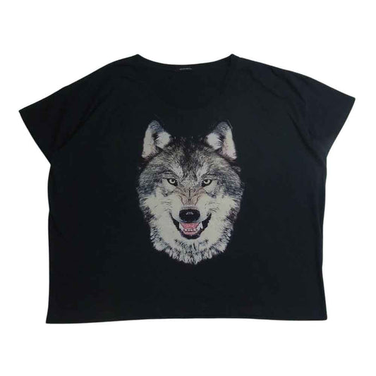 HYSTERIC GLAMOUR ヒステリックグラマー 0553CT02 HYSTERICS ヒステリックス ウルフ プリント ビッグ カットソー ブラック系 F【中古】