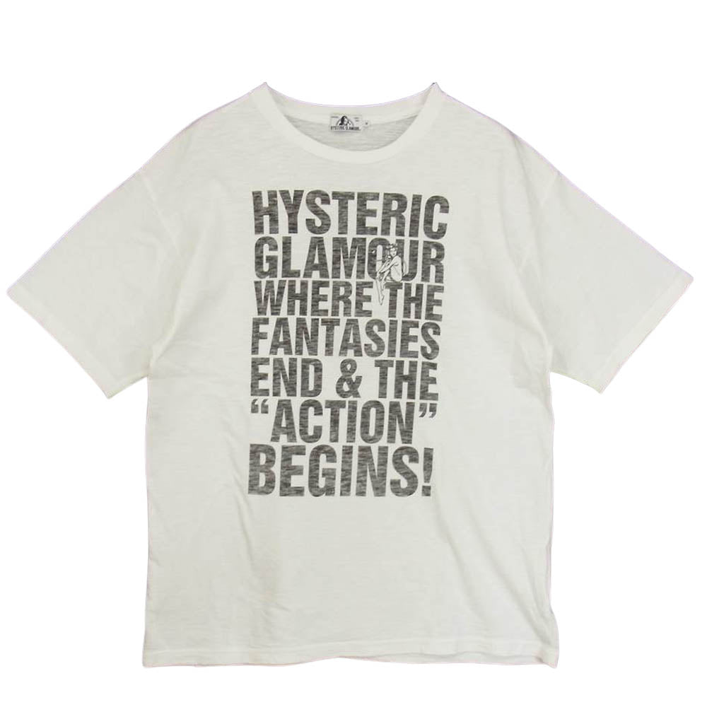 HYSTERIC GLAMOUR ヒステリックグラマー 02172CT12 BEGINS! pt T-SH プリント 半袖 Tシャツ ホワイト系 M【中古】