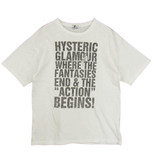 HYSTERIC GLAMOUR ヒステリックグラマー 02172CT12 BEGINS! pt T-SH プリント 半袖 Tシャツ ホワイト系 M【中古】