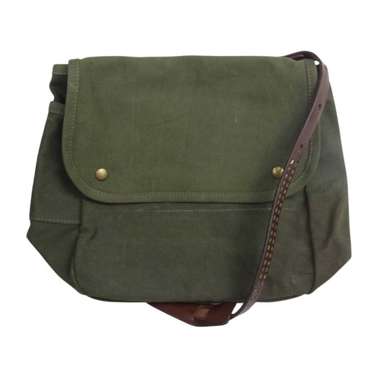 HYSTERIC GLAMOUR ヒステリックグラマー 0243QB06 × IrregulaR by ZIP STEVENSON イレギュラー レザーベルト スタッズ ミリタリー ステンシル ショルダー バッグ カーキ系【中古】