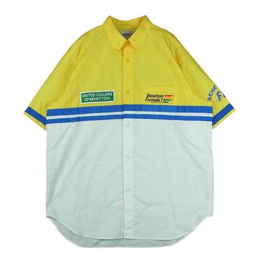 ベネトン FORMULA1 フォーミュラ レーシング 半袖 シャツ イエロー系 ホワイト系 46【中古】
