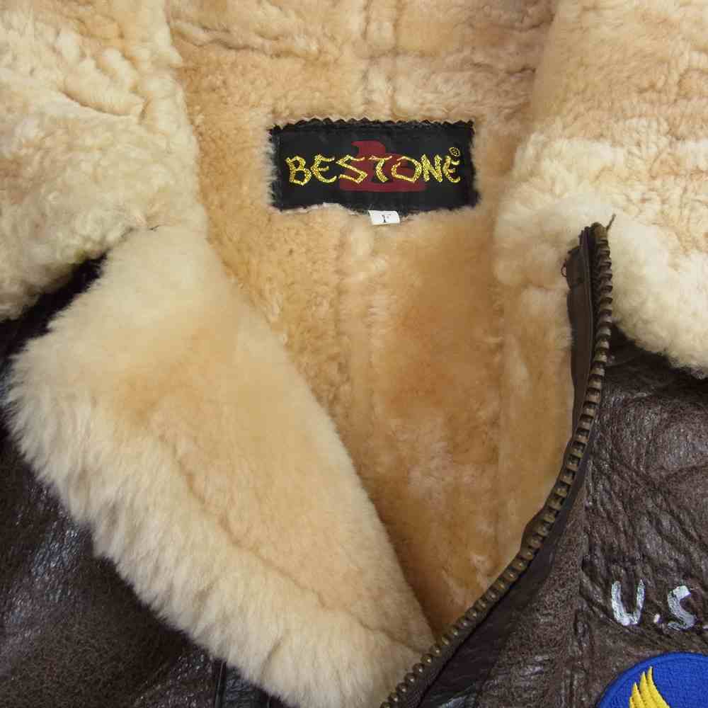 ベストワン B-3 レザー ムートン ボア フライト ジャケット ブラウン系 F【中古】