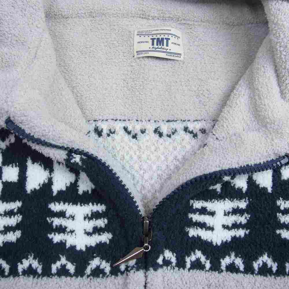 TMT ティーエムティー TKN-F1804 SHAGGY BOA NATIVE PATTERN HOODIE ネイティブ柄 ボアパーカー ジップパーカー グレー系 L【中古】