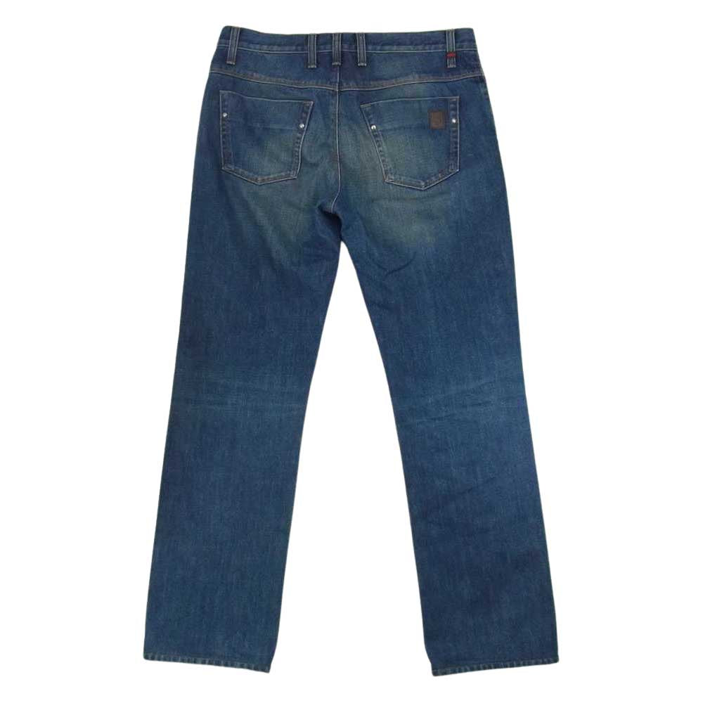 GUCCI グッチ 国内正規品 イタリア製 222126 XZ406 ヴィンテージ加工 レザーパッチ シェリーライン ストレート デニムパンツ インディゴブルー系 46【中古】