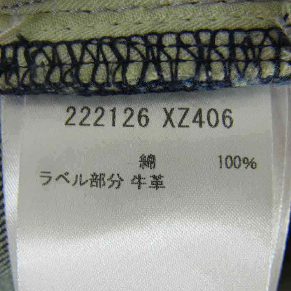 GUCCI グッチ 国内正規品 イタリア製 222126 XZ406 ヴィンテージ加工 レザーパッチ シェリーライン ストレート デニムパンツ インディゴブルー系 46【中古】