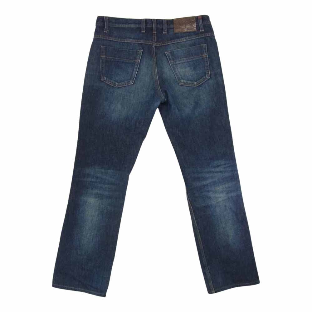 GUCCI グッチ イタリア製 269301 XZ596 ボタンフライ 型押しレザーパッチ ストレート デニムパンツ インディゴブルー系 46【中古】