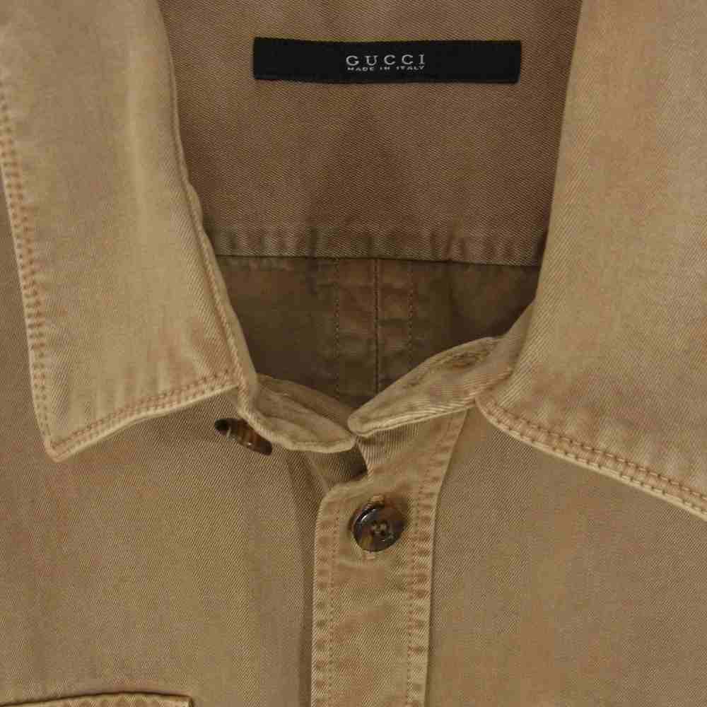 GUCCI グッチ イタリア製 253616 Z3208 GG ダブルG ロゴ刺繍 コットン 長袖 シャツ ジャケット ブラウン系 42【中古】