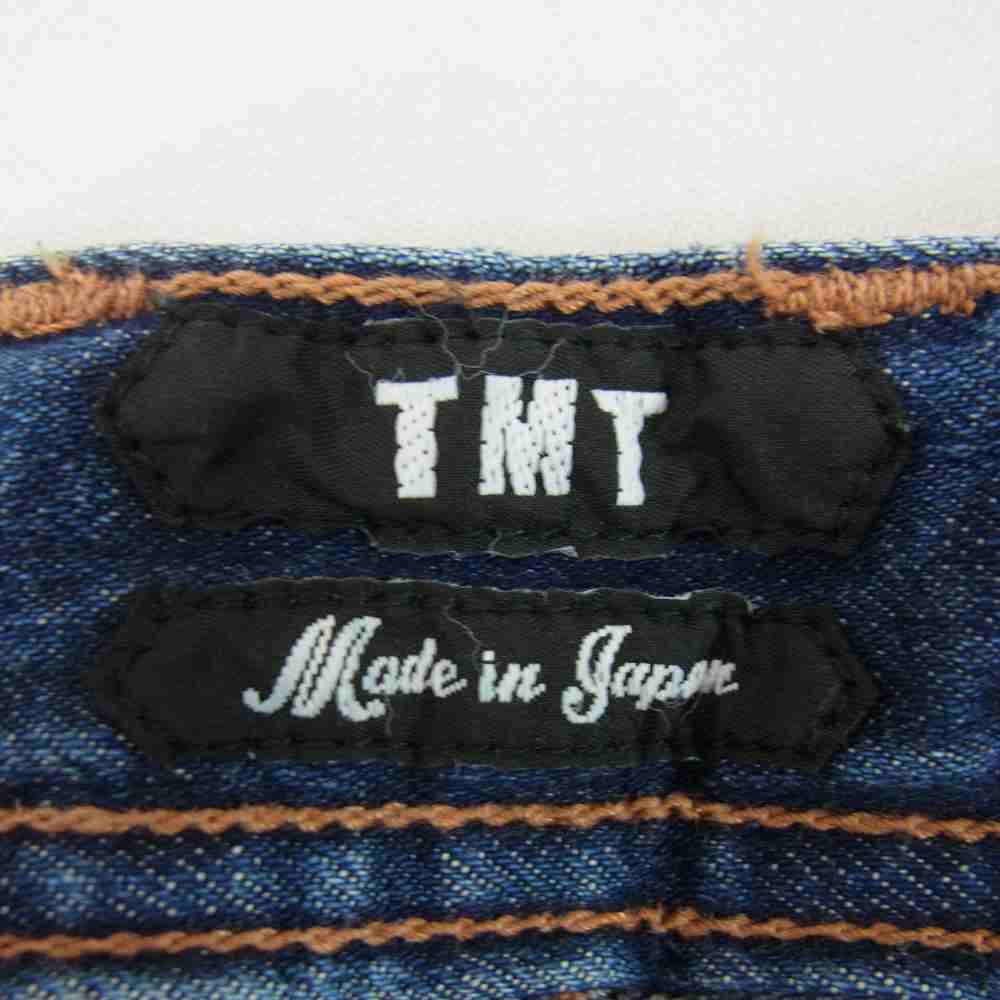 TMT ティーエムティー TPT-S2104 STRETCH DENIM 5P CROPPED TAPERED DAMAGE REPAIR ストレッチ デニム クロップド テーパード ダメージ リペア デニム パンツ インディゴブルー系【中古】