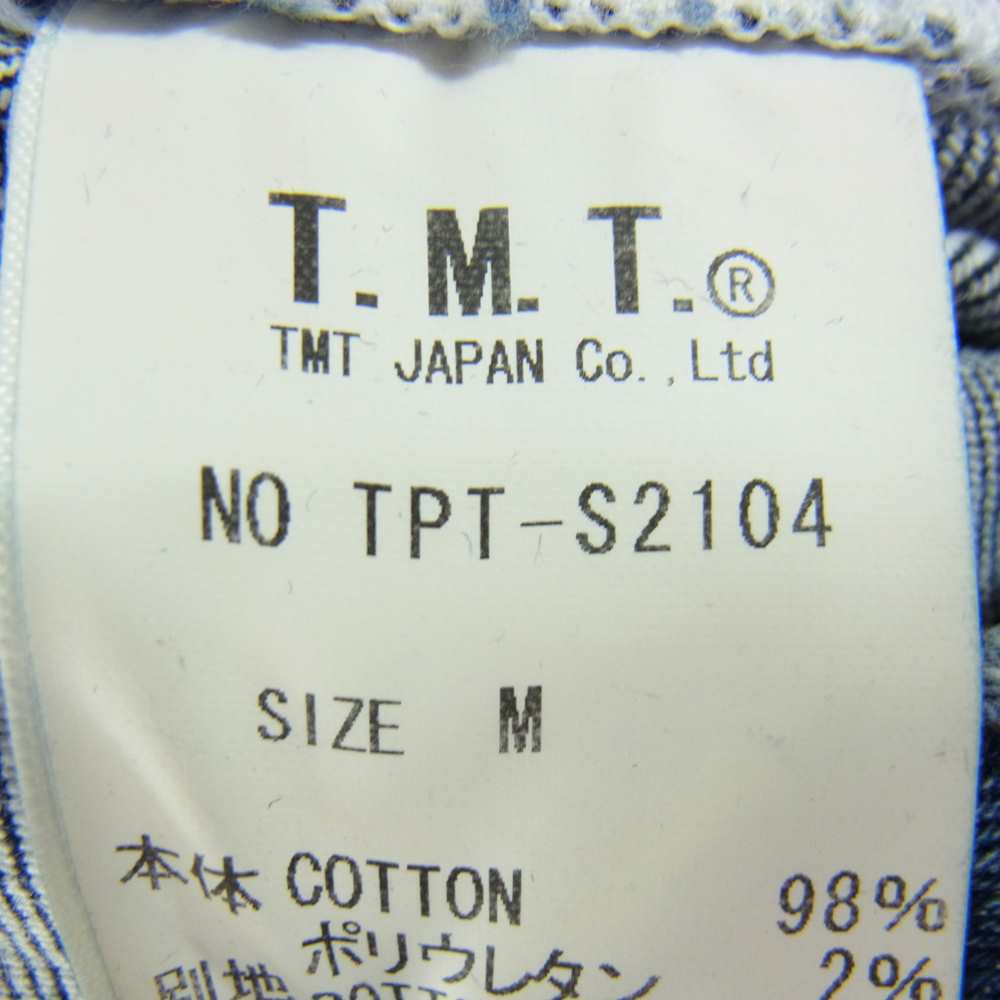 TMT ティーエムティー TPT-S2104 STRETCH DENIM 5P CROPPED TAPERED DAMAGE REPAIR ストレッチ デニム クロップド テーパード ダメージ リペア デニム パンツ インディゴブルー系【中古】