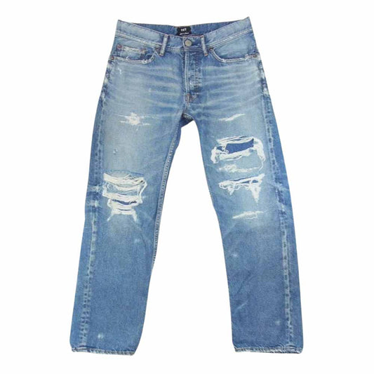 TMT ティーエムティー TPT-F2103 COMFY DENIM 5P STRAIGHT DAMAGE コンフィ ストレート ダメージ デニム パンツ インディゴブルー系 L【中古】