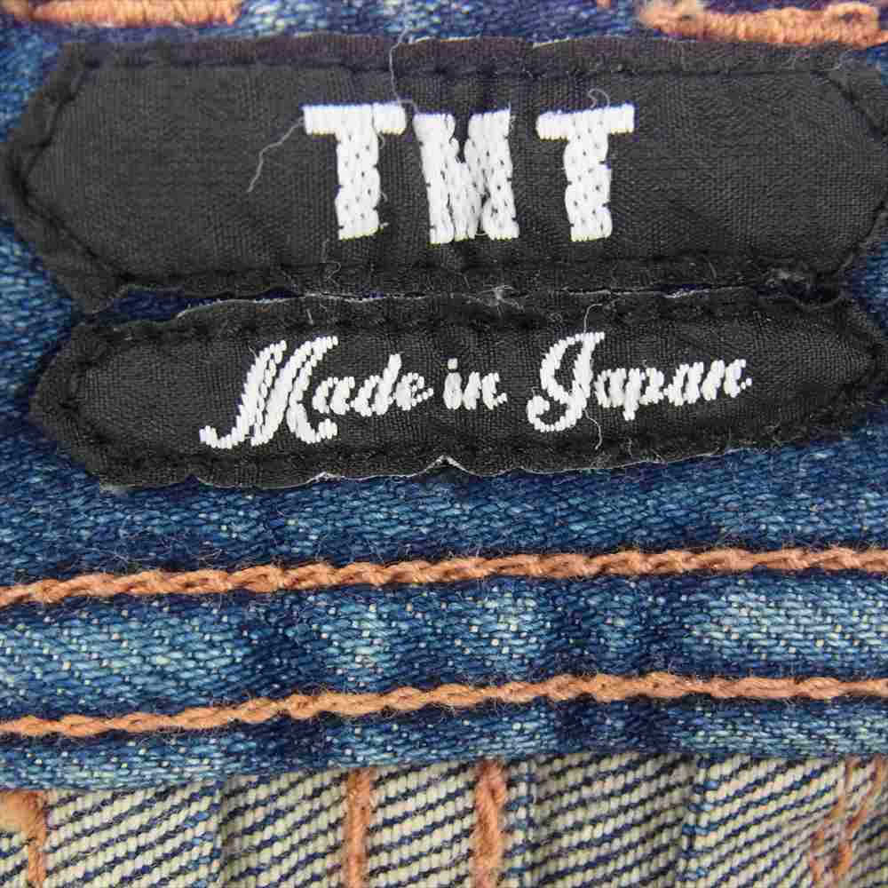 TMT ティーエムティー TPT-F1805 HYBRID-STRETCH VINTAGE FINISH DENIM 5P TAPERED ハイブリッド ストレッチ ヴィンテージ フィニッシュ テーパード デニム パンツ インディゴブルー系 L【中古】
