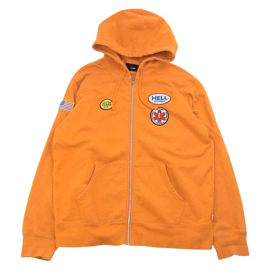 Supreme シュプリーム 17AW HYSTERIC GLAMOUR Patches Zip Up Sweatshirt ヒステリックグラマー パッチ ワッペン ジップ アップ スウェットシャツ パーカー オレンジ系 XL【中古】