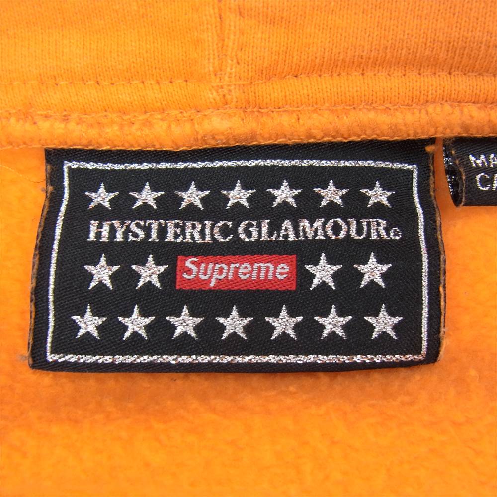 Supreme シュプリーム 17AW HYSTERIC GLAMOUR Patches Zip Up Sweatshirt ヒステリックグラマー パッチ ワッペン ジップ アップ スウェットシャツ パーカー オレンジ系 XL【中古】
