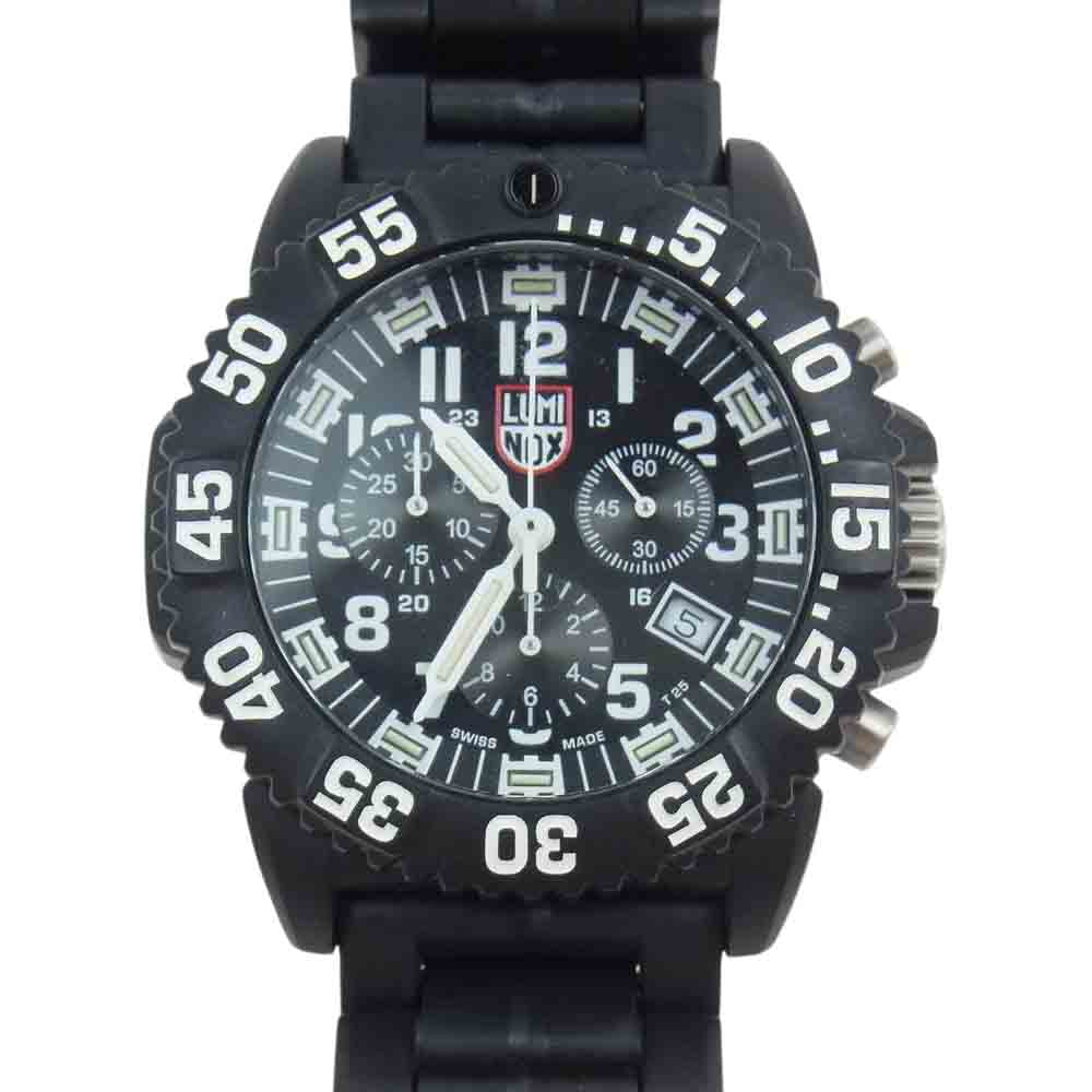 LUMINOX ルミノックス Navy SEAL Colormark Chrono 3080 Series ネイビー シール カラーマーク クロノ 腕 時計 ブラック系【美品】【中古】