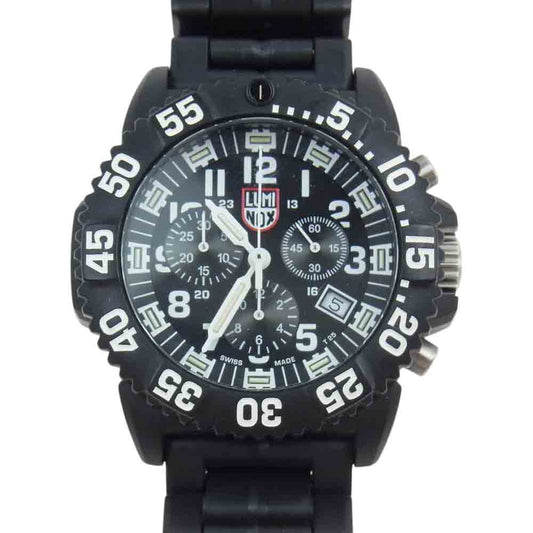 LUMINOX ルミノックス Navy SEAL Colormark Chrono 3080 Series ネイビー シール カラーマーク クロノ 腕 時計 ブラック系【美品】【中古】