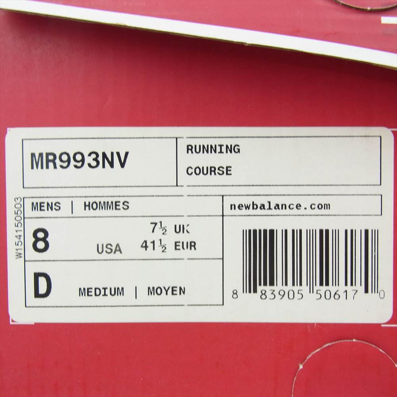 NEW BALANCE ニューバランス MR993NV USA製 スニーカー ランニング シューズ  ネイビー系 26cm【中古】