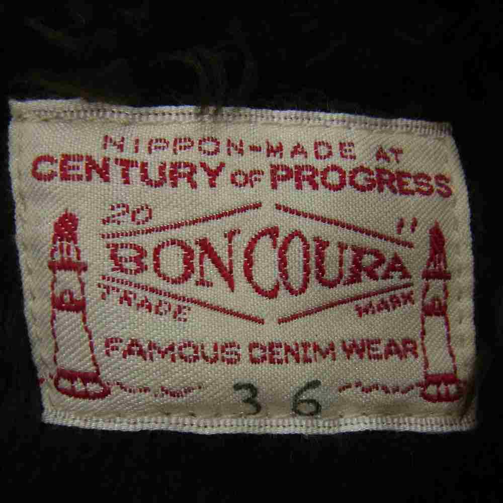 BONCOURA ボンクラ 裏ボア デッキ クロス 袖 レザー パーカー ジャケット ベージュ系 36【中古】