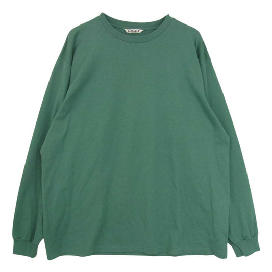 AURALEE オーラリー 20SS A00SP01GT LUSTER PLAITING L/S TEE ラスタープレーティング クルーネック 長袖 Tシャツ スウェット グリーン系【中古】