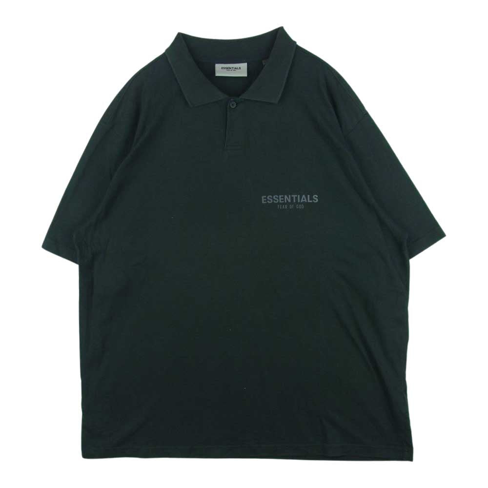 FEAR OF GOD フィアオブゴッド ESSENTIALS エッセンシャルズ 半袖 ポロシャツ コットン 緑がかった黒 L【中古】