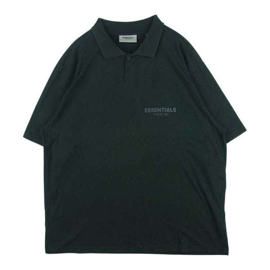 FEAR OF GOD フィアオブゴッド ESSENTIALS エッセンシャルズ 半袖 ポロシャツ コットン 緑がかった黒 L【中古】