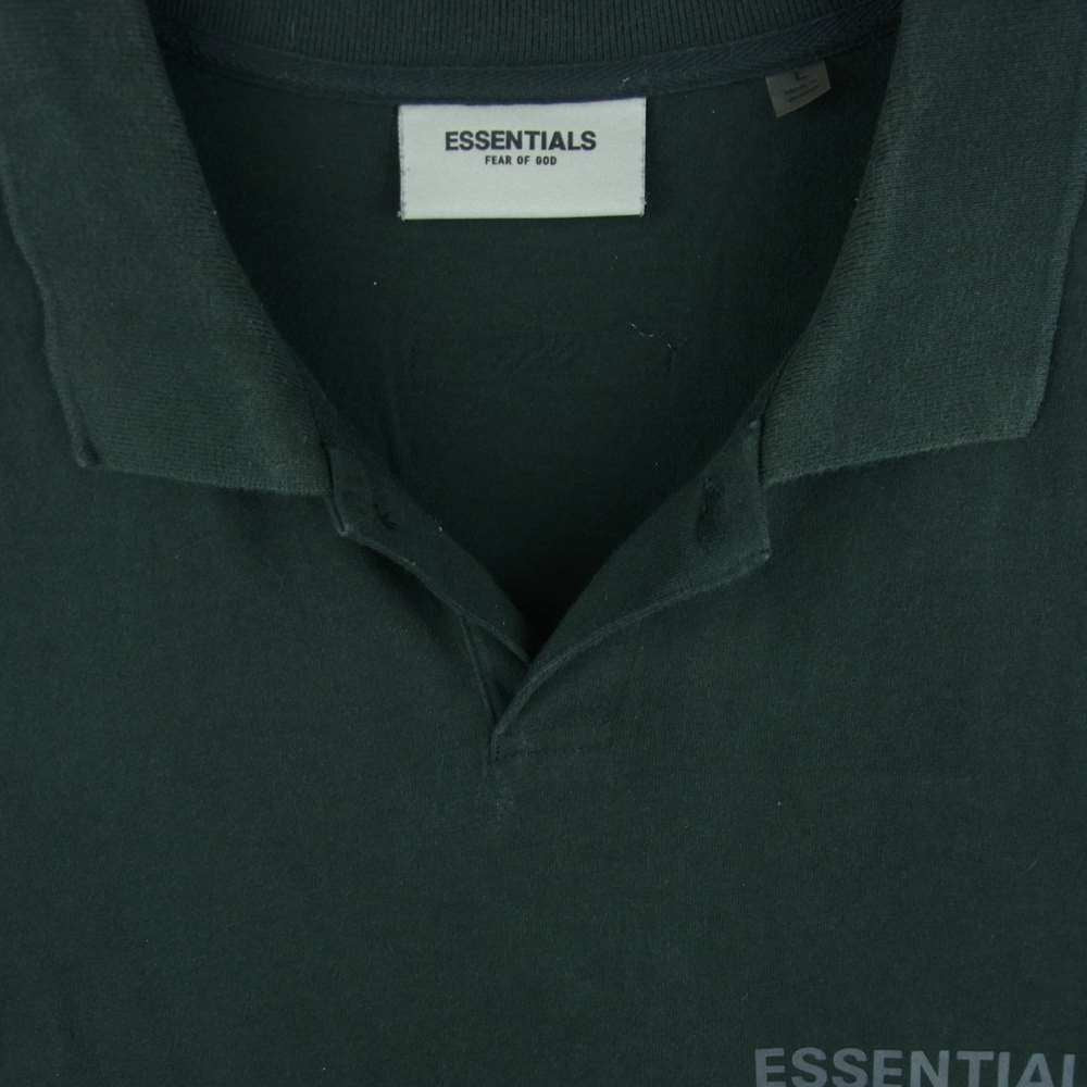FEAR OF GOD フィアオブゴッド ESSENTIALS エッセンシャルズ 半袖 ポロシャツ コットン 緑がかった黒 L【中古】