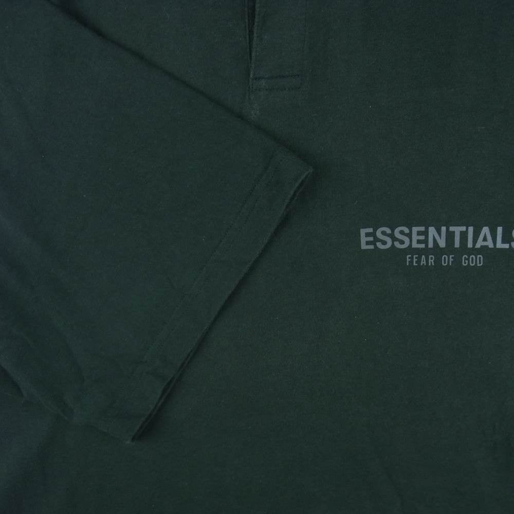 FEAR OF GOD フィアオブゴッド ESSENTIALS エッセンシャルズ 半袖 ポロシャツ コットン 緑がかった黒 L【中古】
