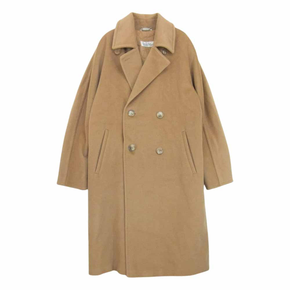 MAX MARA マックスマーラ イタリア製 白タグ カシミヤ混 ヴァージン ダブルブレスト ウール コート キャメル ベージュ系 38【中古】