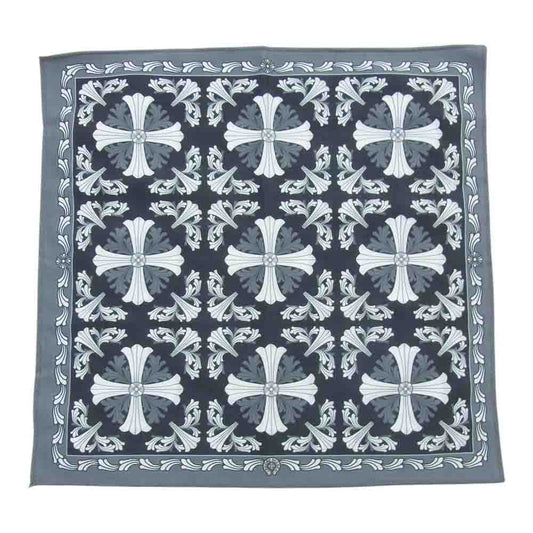 CHROME HEARTS クロムハーツ（原本無） アイウェアクロス メガネ拭き 眼鏡拭き ハンカチ グレー系 ブラック系【美品】【中古】