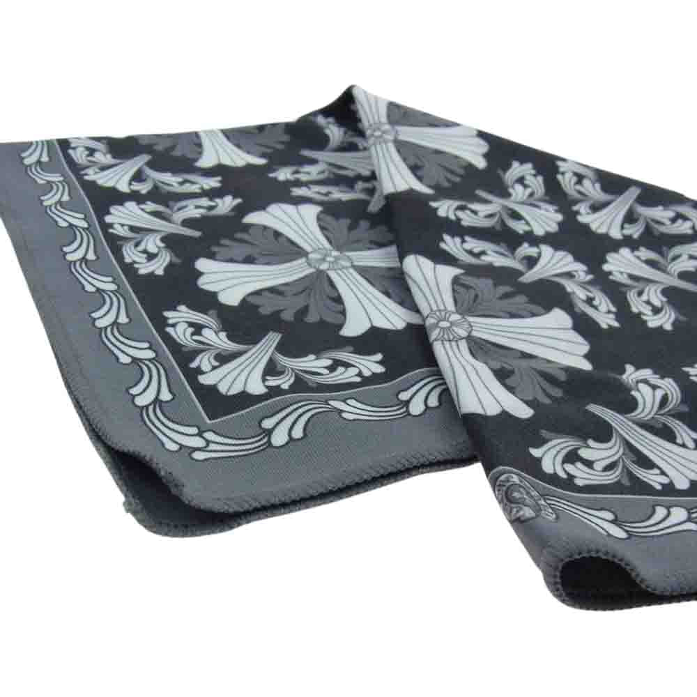CHROME HEARTS クロムハーツ（原本無） アイウェアクロス メガネ拭き 眼鏡拭き ハンカチ グレー系 ブラック系【美品】【中古】