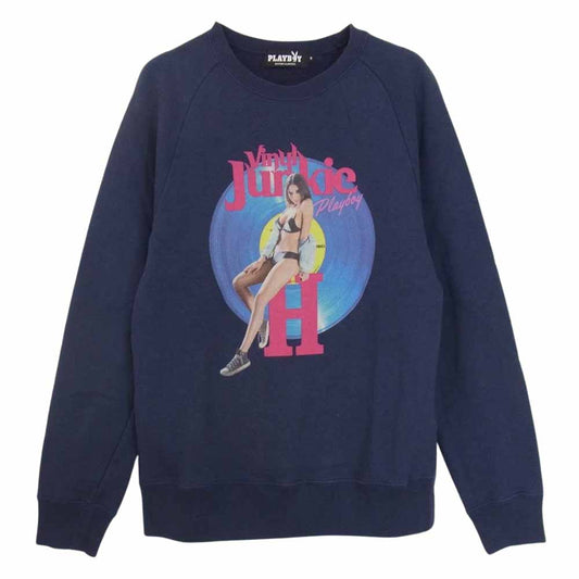 HYSTERIC GLAMOUR ヒステリックグラマー 1263CS01 PLAYBOY  JUNKIE SWEAT プレイボーイ ジャンキー スウェット インディゴブルー系 S【中古】