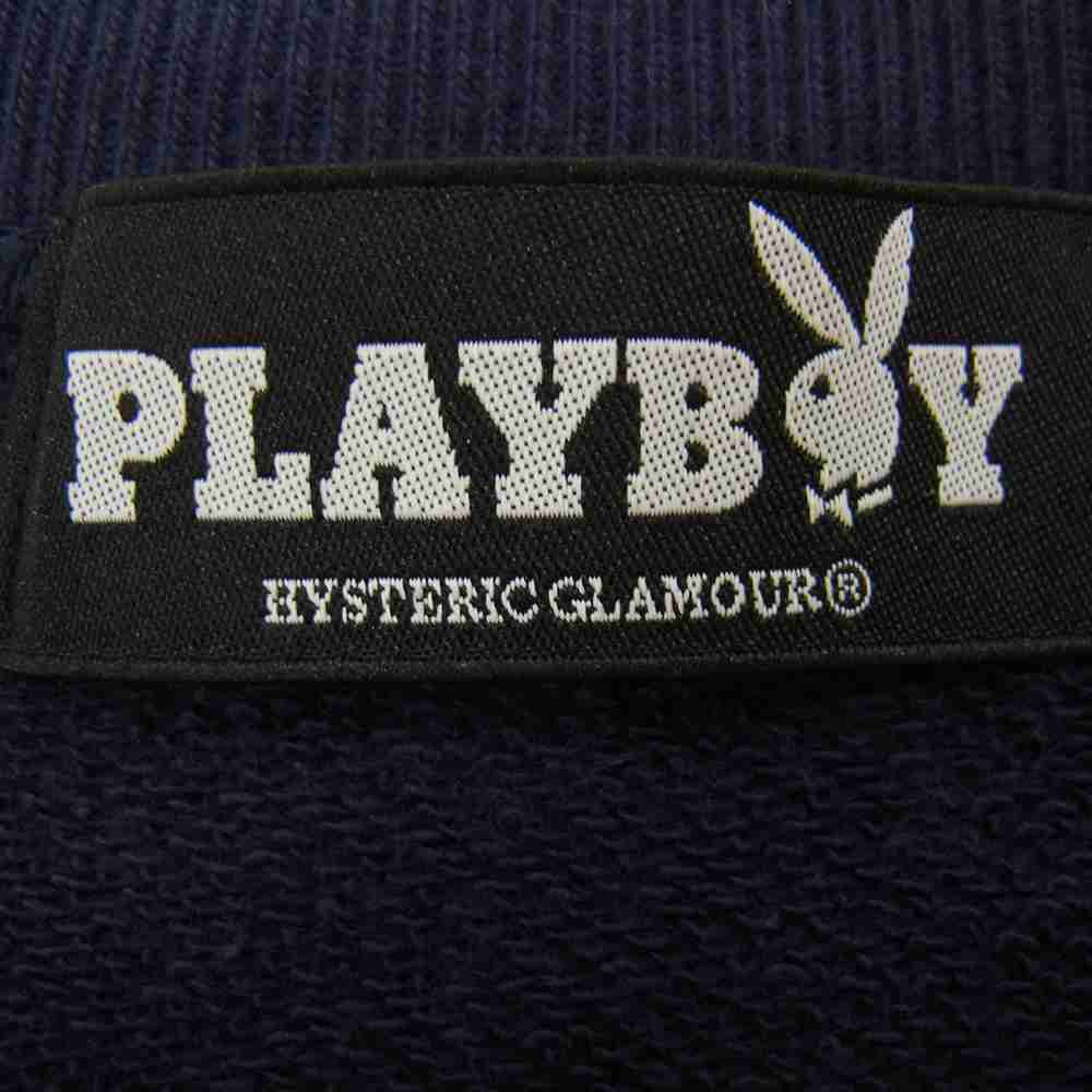 HYSTERIC GLAMOUR ヒステリックグラマー 1263CS01 PLAYBOY  JUNKIE SWEAT プレイボーイ ジャンキー スウェット インディゴブルー系 S【中古】
