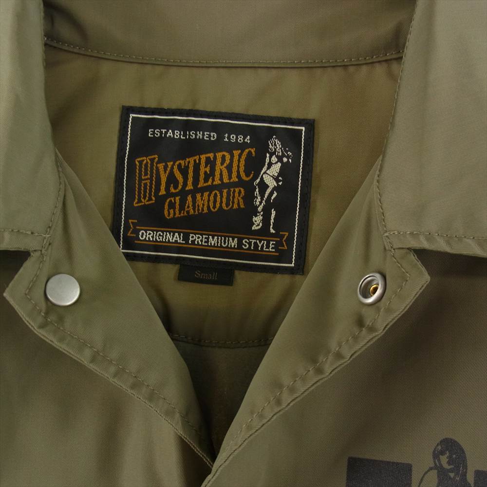 HYSTERIC GLAMOUR ヒステリックグラマー 0263AB05  I WISH I COULD MEET ELVIS COACH JACKET Hロゴ ガールプリント コーチ ジャケット カーキ系 S【美品】【中古】