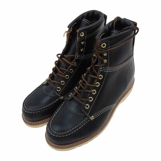 RRL ダブルアールエル 823574116002 USA製 茶芯 NEW BRUNEL モックトゥ ブーツ ブラック系 8D【新古品】【未使用】【中古】