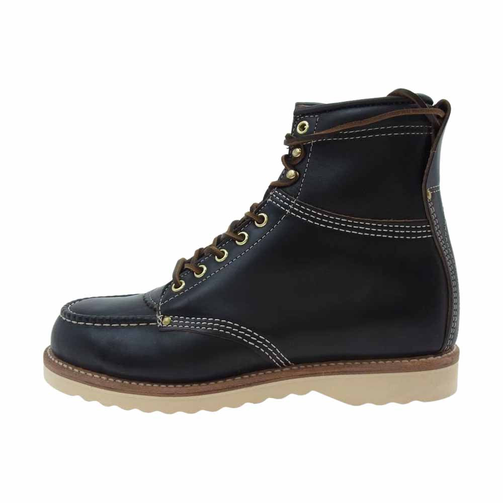 RRL ダブルアールエル 823574116002 USA製 茶芯 NEW BRUNEL モックトゥ ブーツ ブラック系 8D【新古品】【未使用】【中古】