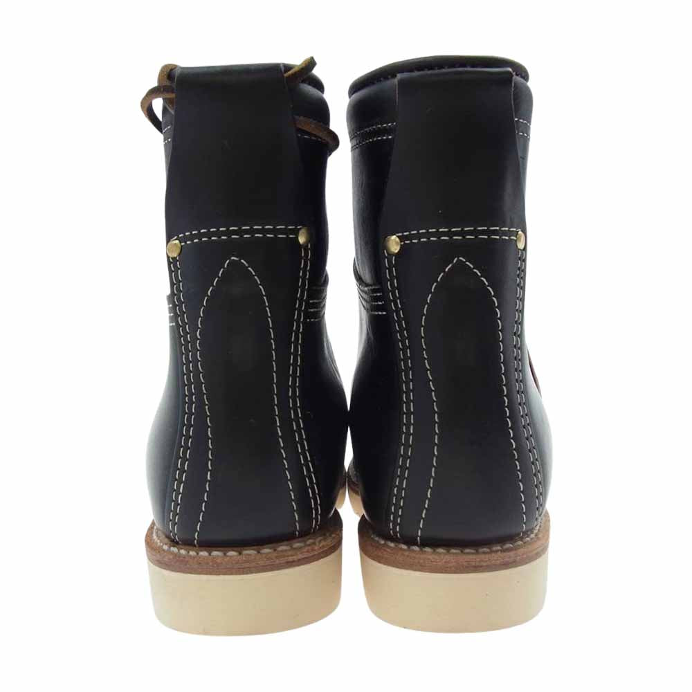 RRL ダブルアールエル 823574116002 USA製 茶芯 NEW BRUNEL モックトゥ ブーツ ブラック系 8D【新古品】【未使用】【中古】