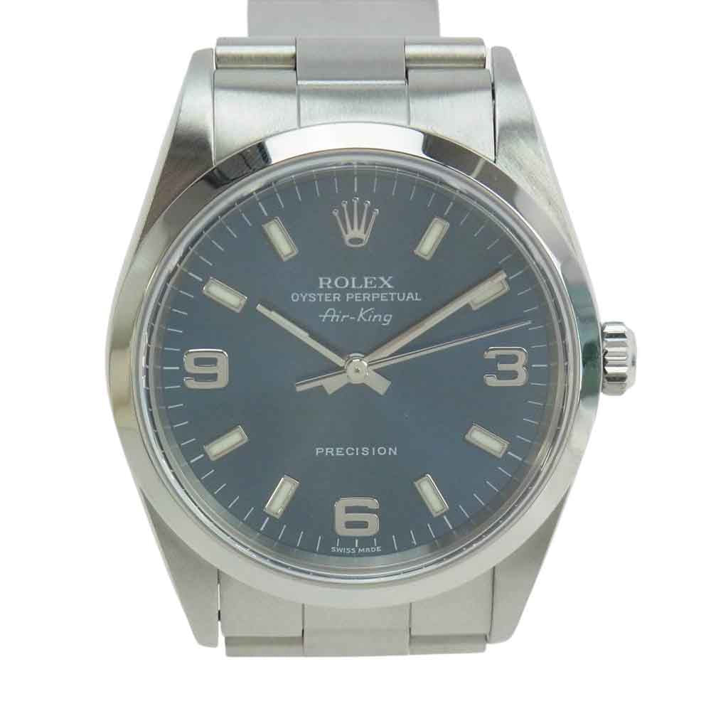 ROLEX ロレックス 【OH済】14000Ｍ K番 エアキング ブルーダイヤル SS 自動巻 オートマ【美品】【中古】